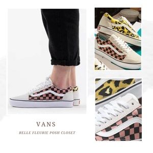 NWT Vans Old Skool Comfy Cush Mixed Media Animal Print/ Checker Low Top Shoes
